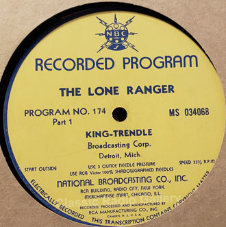 Lone Ranger transcription record